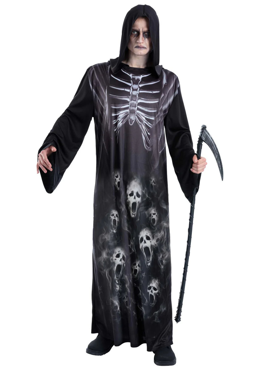 Screaming Reaper Costume for Men with Scythe 1