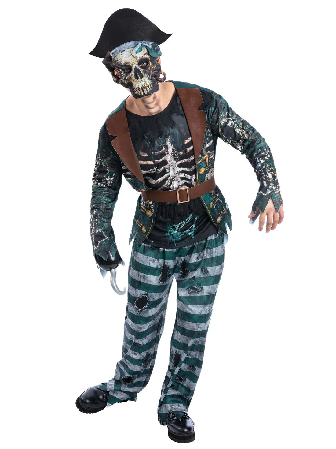 Skeleton Pirate Captain Costume for Men 2