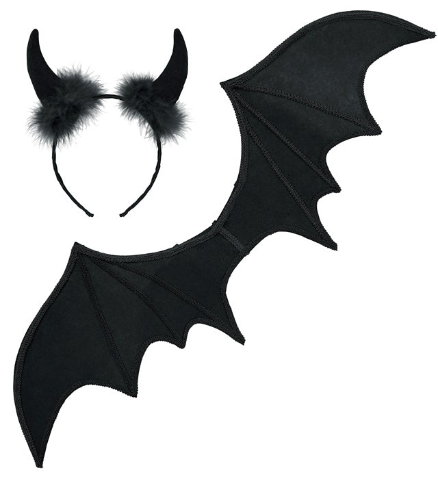 Black Devil Dress-Up Set  Wings, Horns 