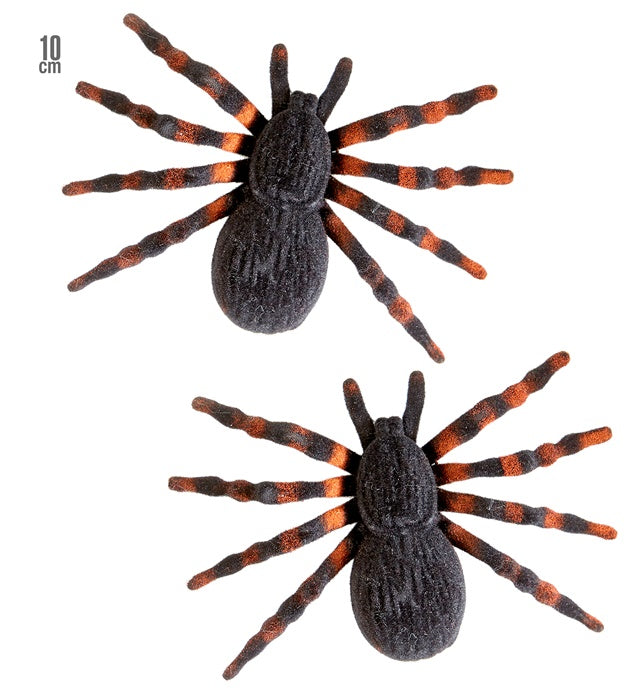 2 Flocked Tarantulas 10 Cm