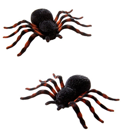 2 Flocked Tarantulas 10 Cm