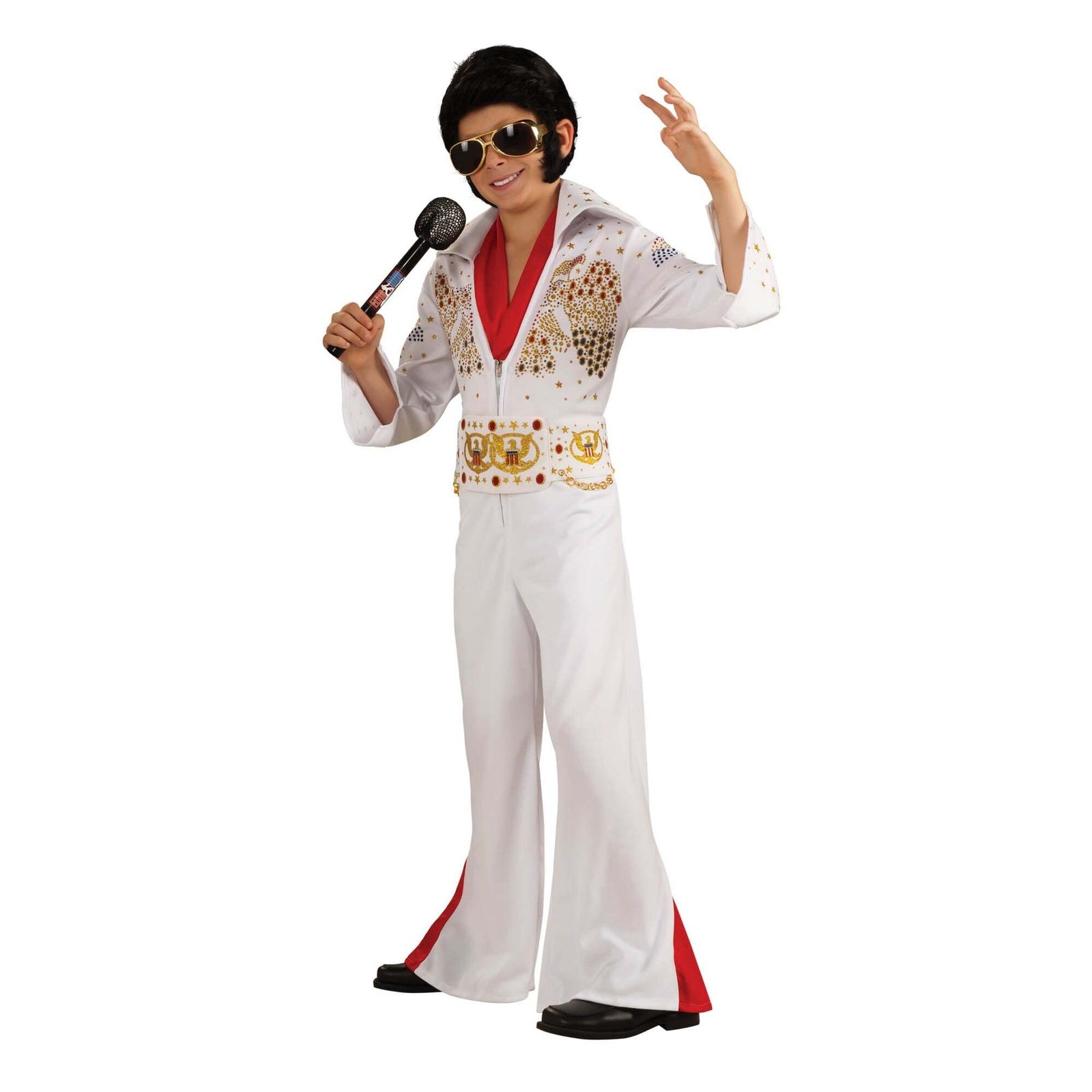 Elvis Costume Kids Deluxe White Jumpsuit 1