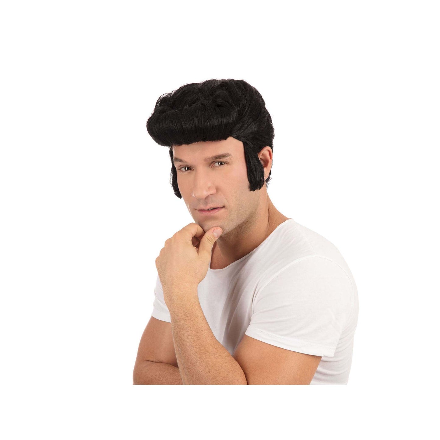 Danny Zuko Greaser Wig Slicked Black 1950s Rock (Bagged) 1