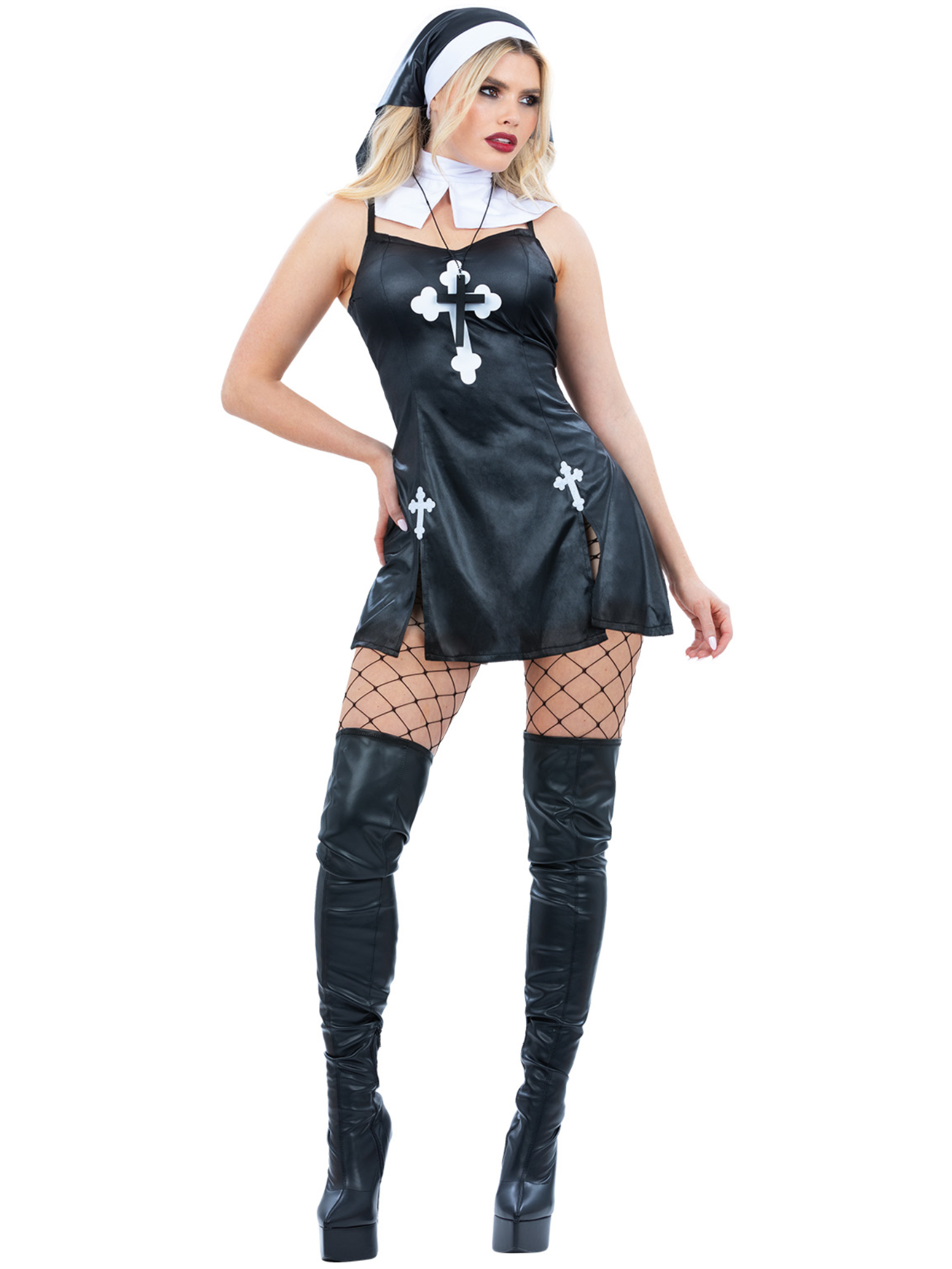 Sexy Nun Costume Habit Collar Rosary Beads 3