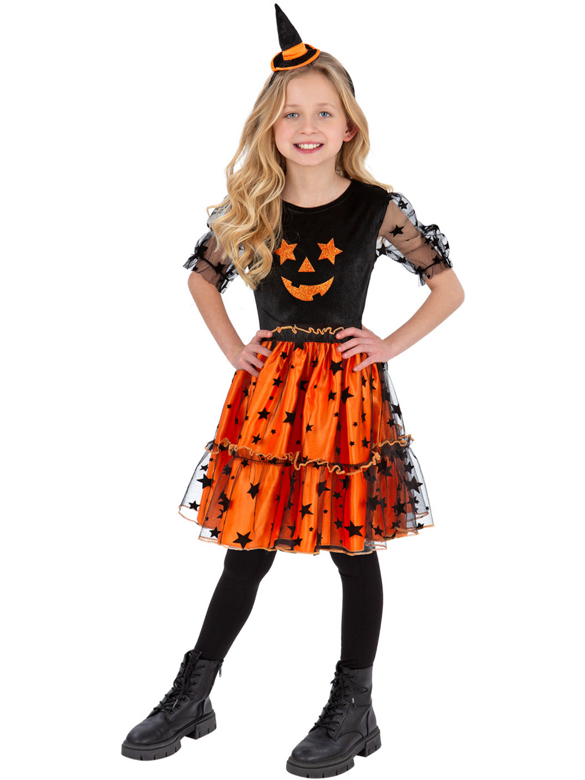 Pumpkin Dress with Headband for Kids 4