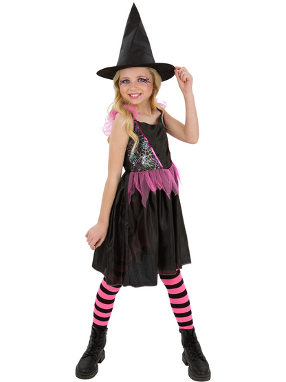 Rainbow Web Witch Costume Pink Black Dress 4