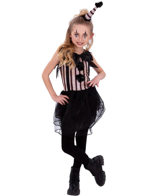 Dark Vintage Clown Costume Girls Dress and Hat 4