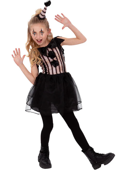 Dark Vintage Clown Costume Girls Dress and Hat 1