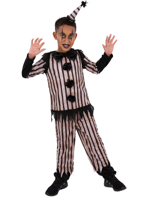 Dark Vintage Clown Costume Boys Top Trousers Hat 4