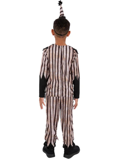 Dark Vintage Clown Costume Boys Top Trousers Hat 3