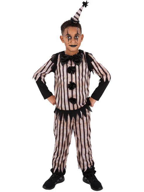 Dark Vintage Clown Costume Boys Top Trousers Hat 1