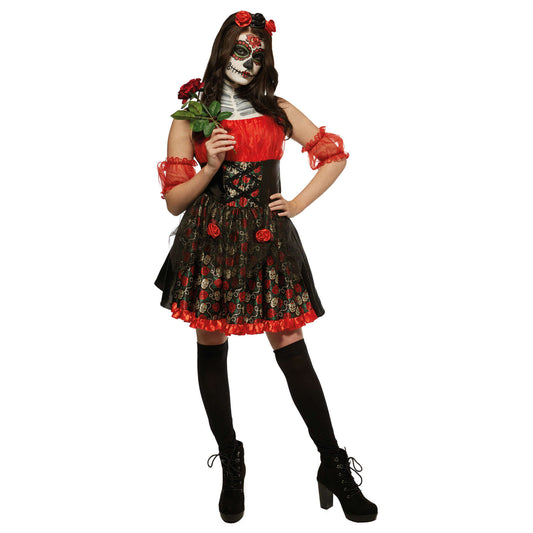 Red Rose Day Of The Dead Costume 1