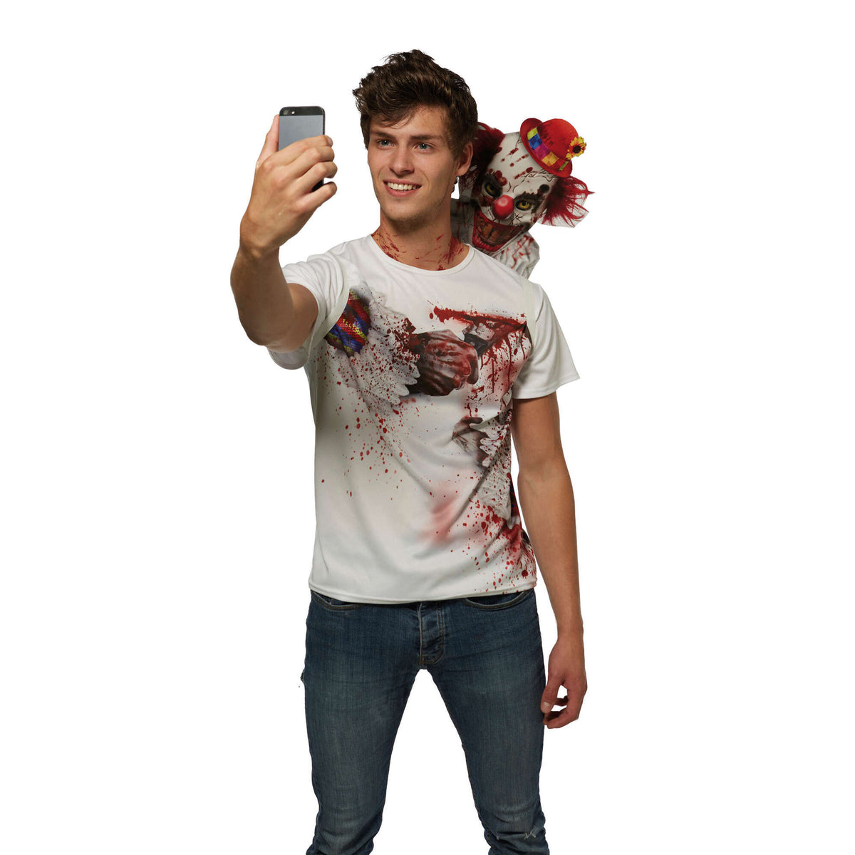Shocker Clown Selfie T Shirt Costume 1