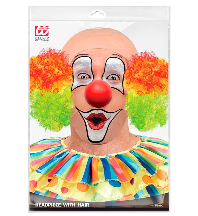 Deluxe Clown Headpiece With Multicolor Curly Hair
