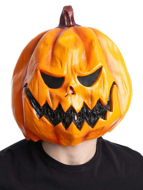 Pumpkin Latex Mask with Mesh Eyes 1
