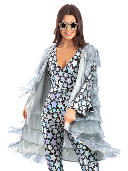 Fever Tinsel Festival Waistcoat Silver