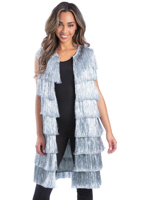 Fever Tinsel Festival Waistcoat Silver
