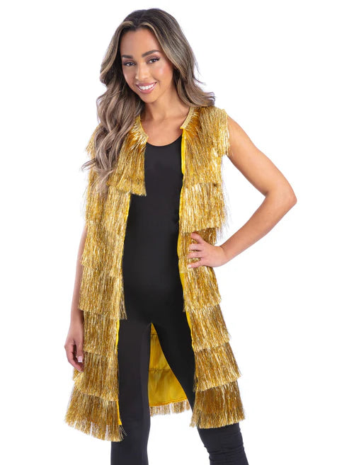 Fever Tinsel Festival Waistcoat Gold