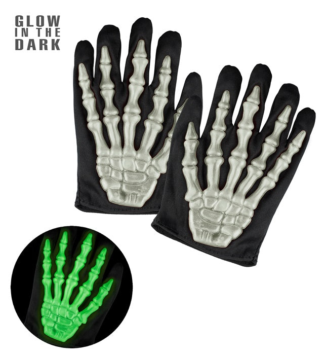 Glow In The Dark 3D Skeleton Gloves Child Size