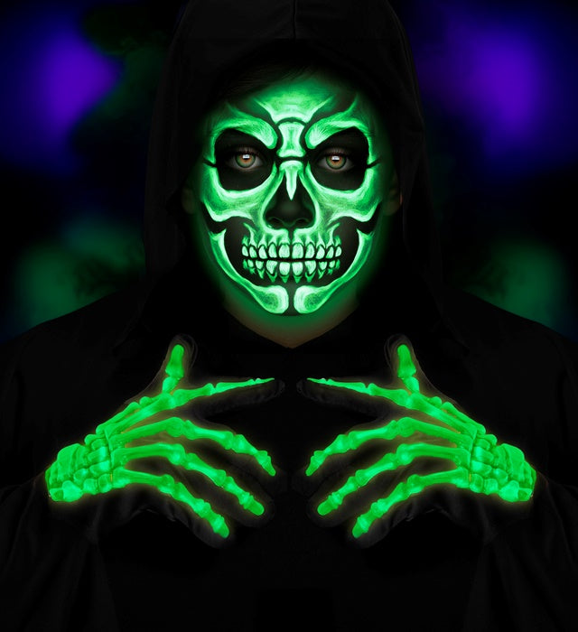 Glow In The Dark 3D Skeleton Gloves Child Size
