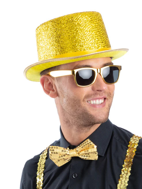 Metallic Gold Lurex Top Hat with Elastic Inner Rim