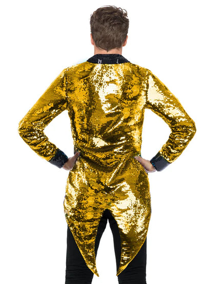 Unisex Sequin Tailcoat Jacket Gold and Silver