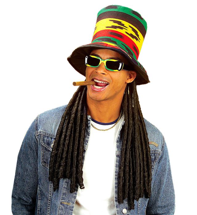Rasta Top Hat With Dreadlocks