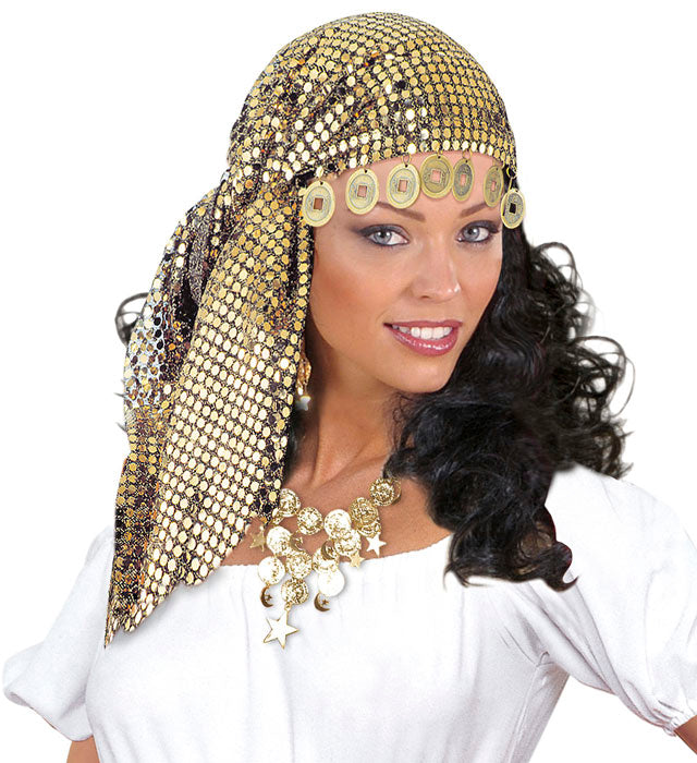 Sequin Gipsy Headdress With Coins