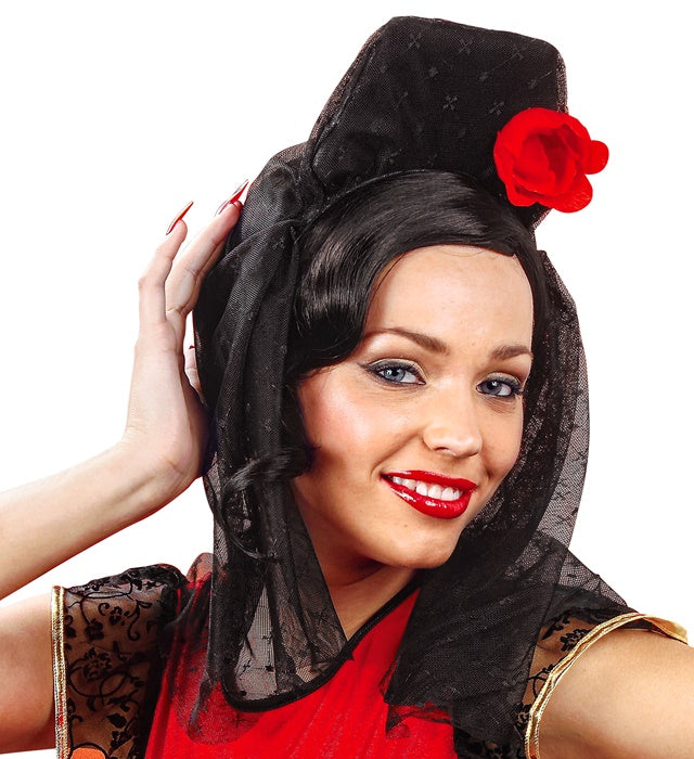 Spanish Veil With Red Rose