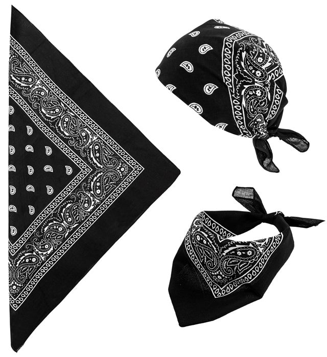 Black Bandana 55X55 Cm - 100% Cotton