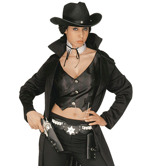 Black Deluxe Cowboy Double Pistolholster Adult Size
