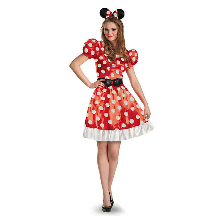 Minnie Mouse Costume Adult Disney Classic Red Dress Belt And Headband 1