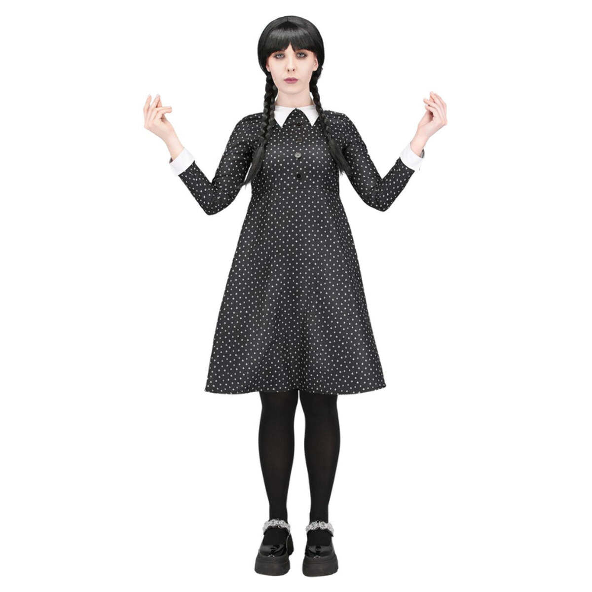 Gothic School Girl Costume Ladies Wednesday Addams Dress 1