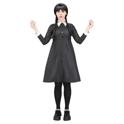 Gothic School Girl Costume Ladies Wednesday Addams Dress 1