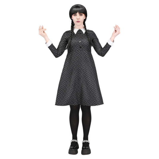 Gothic School Girl Costume Ladies Wednesday Addams Dress 1