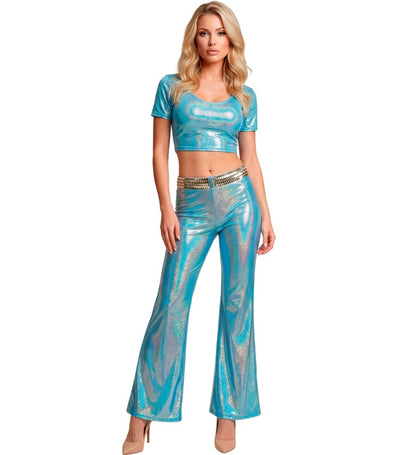 Blue Holographic Fabric Top