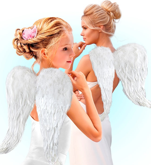Bendable White Feather Wings 60X46 Cm