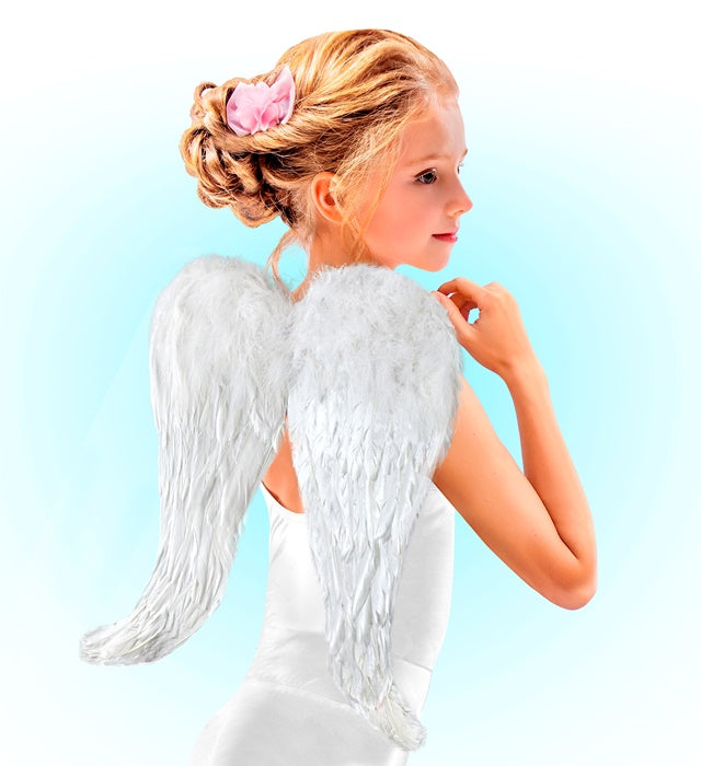 Bendable White Feather Wings 60X46 Cm