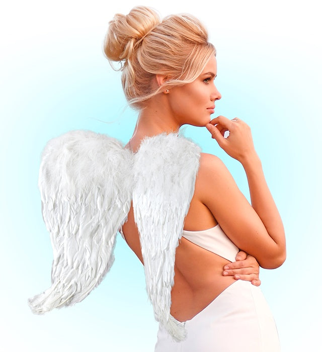 Bendable White Feather Wings 60X46 Cm