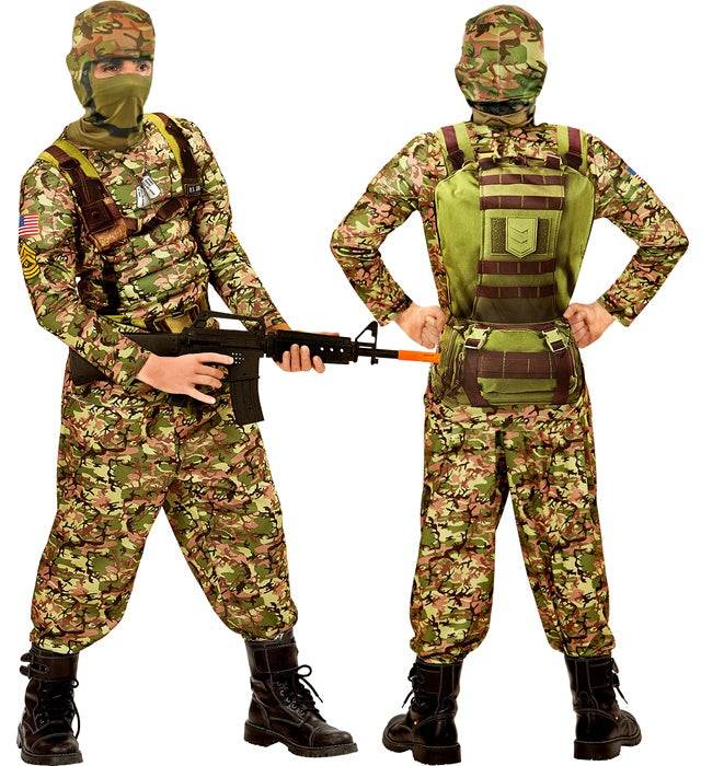 Combat Soldier  Muscle Shirt, Pants, Hooded Mask 