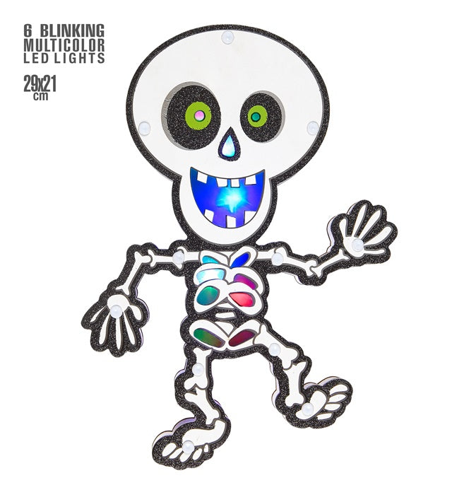 Skeleton Wall Decoration With 6 Bliinking Multicolor Led Lights 29X21 Cm
