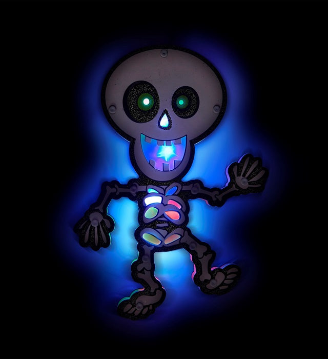 Skeleton Wall Decoration With 6 Bliinking Multicolor Led Lights 29X21 Cm