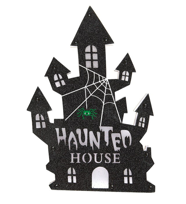 Haunted House Wall Decoration With 14 Bliinking Multicolor Led Lights 35X24 Cm