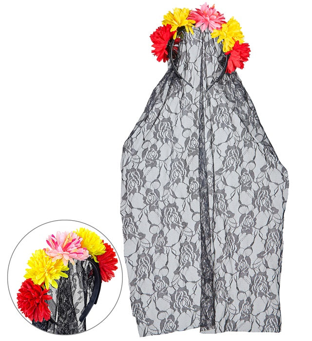 Dia De Los Muertos Veil With Flowers