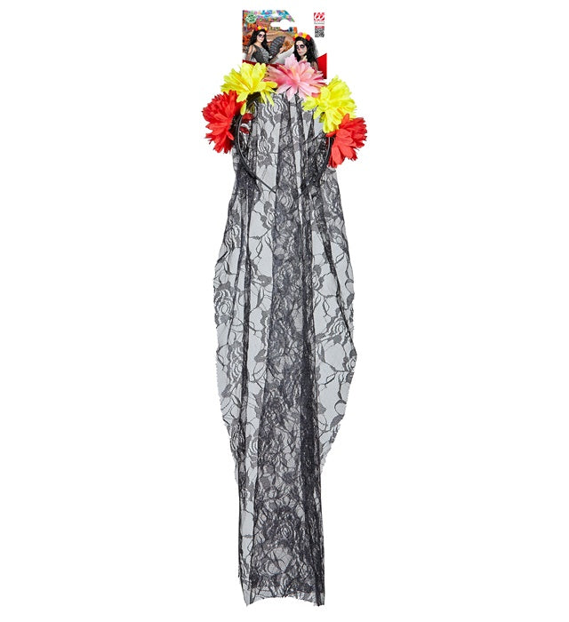 Dia De Los Muertos Veil With Flowers