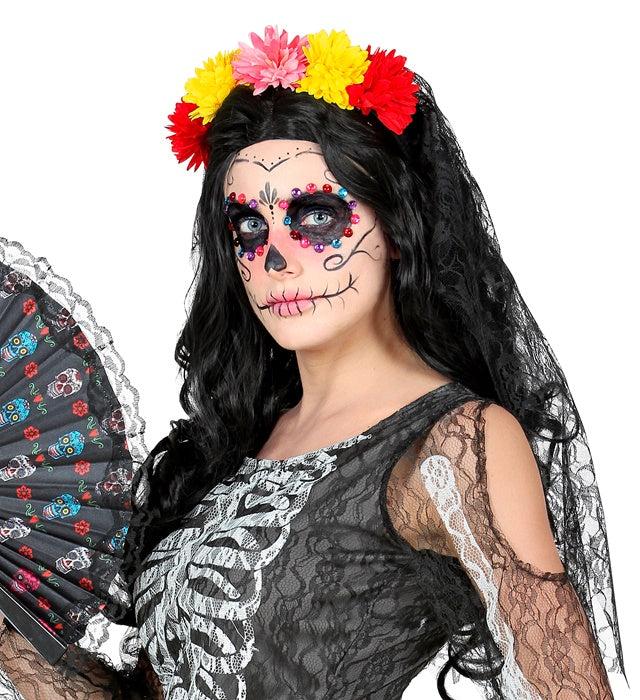 Dia De Los Muertos Veil With Flowers