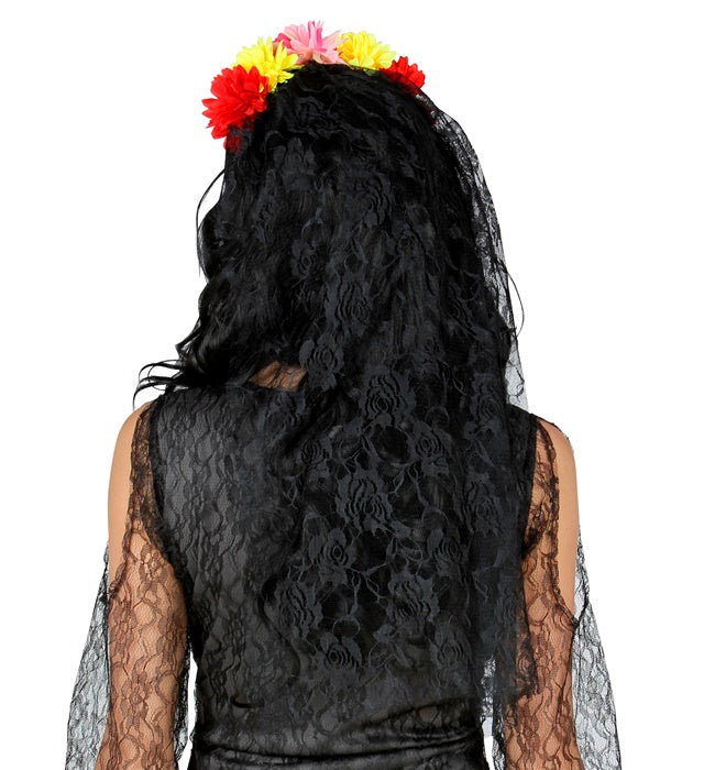 Dia De Los Muertos Veil With Flowers