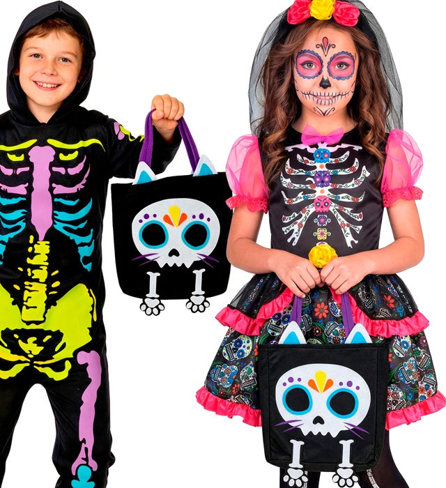 Bag Trick or Treat Cat Skeleton for Kids Image 3