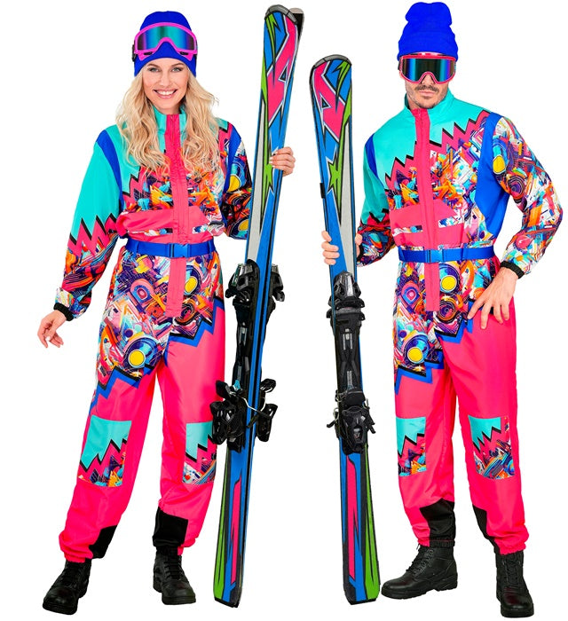 “Pink-Azure Ski Suit  Overalls, Belt 