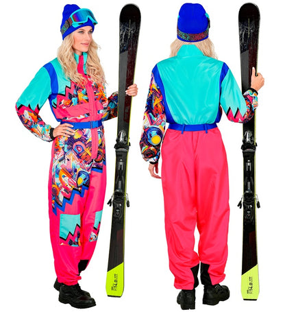“Pink-Azure Ski Suit  Overalls, Belt 